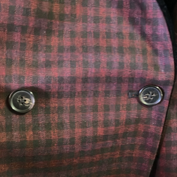 Free People oversized plaid velvet trim blazer size Large - Picture 8 of 11